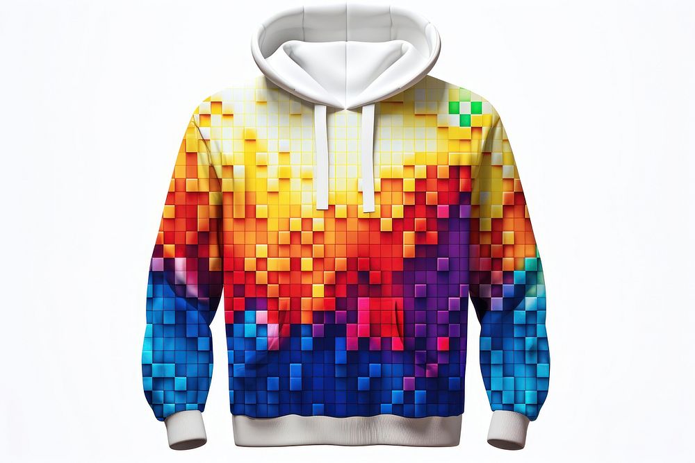3D pixel art hoodie sweatshirt white background togetherness.
