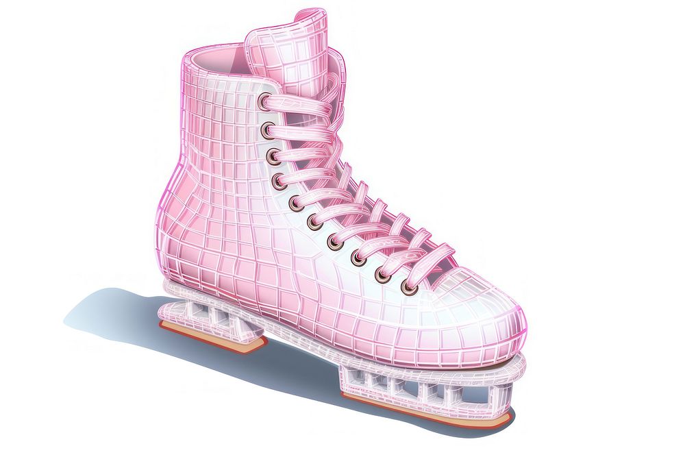 3D pixel art ice skate footwear shoe clothing.