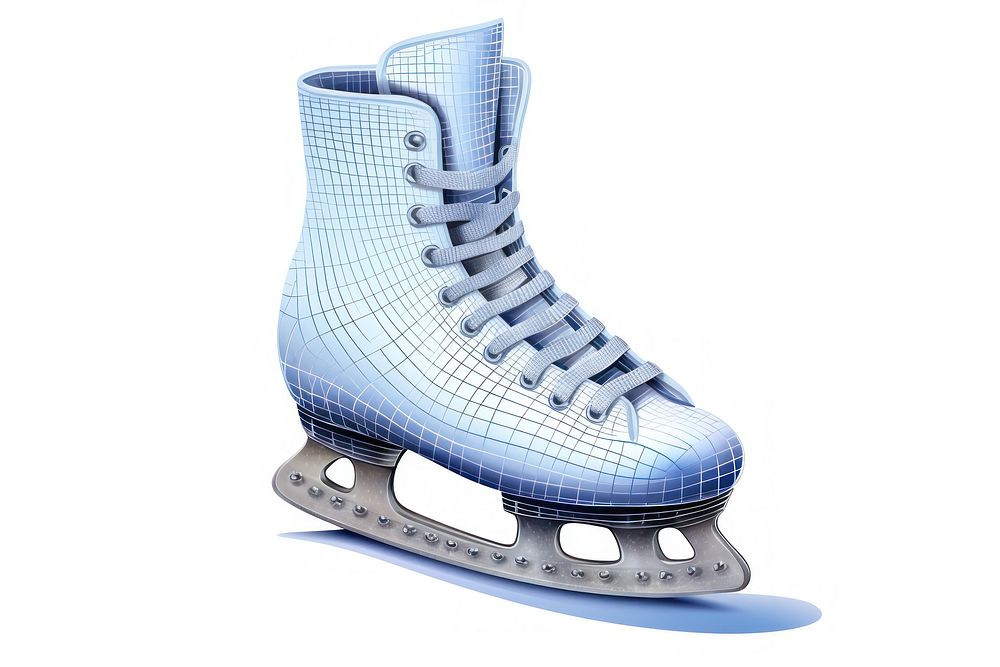 3D pixel art ice skate footwear shoe white background.