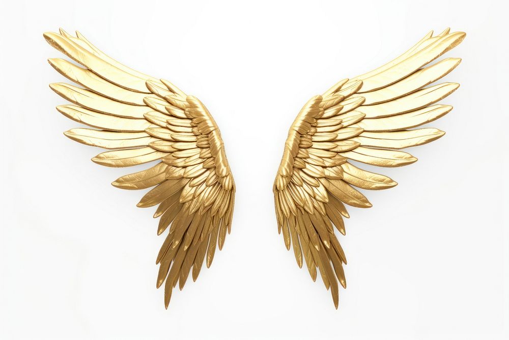 Angel wings gold white background accessories.