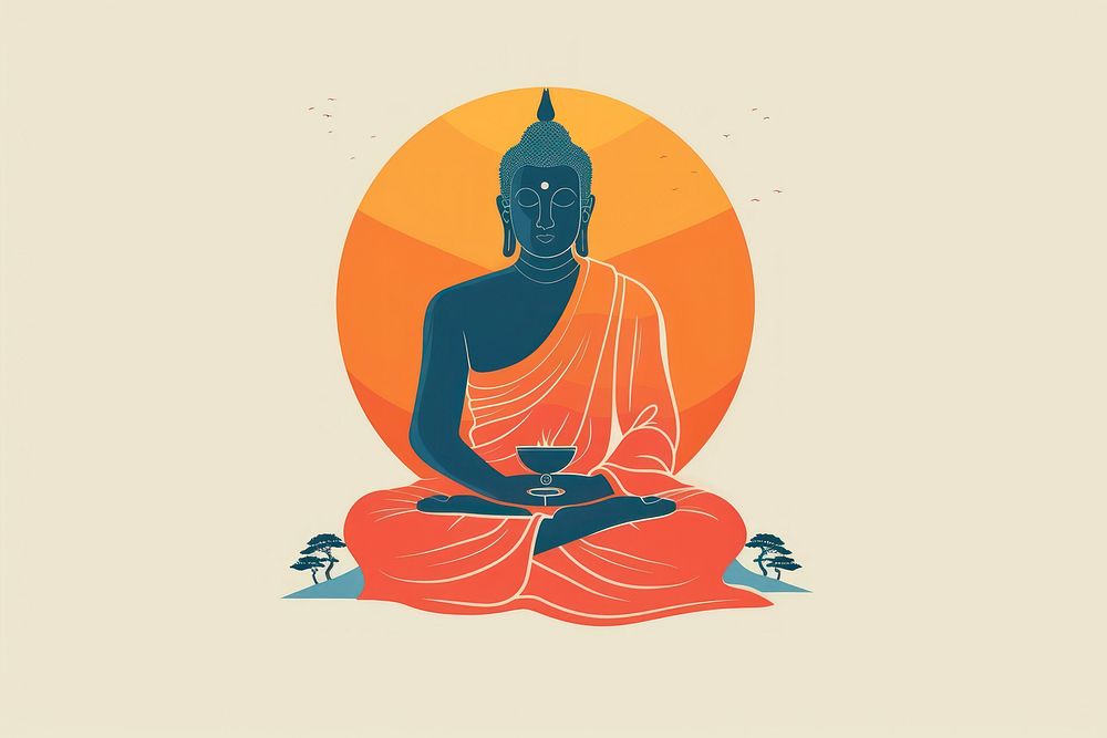 Illustration of a sitting Buddha buddha art representation.