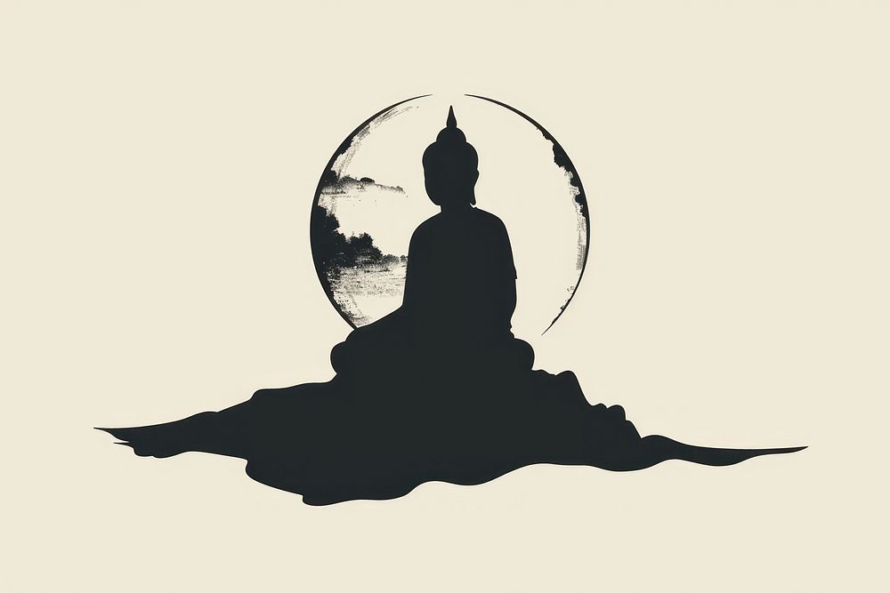 Illustration of a sitting Buddha silhouette spirituality cross-legged.