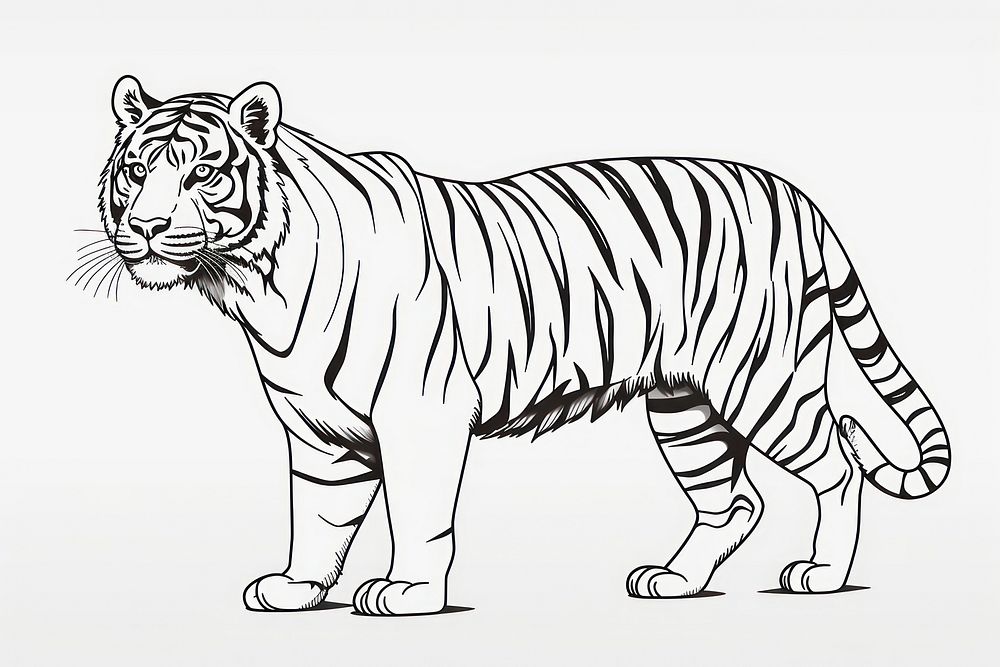 Tiger sketch wildlife drawing.