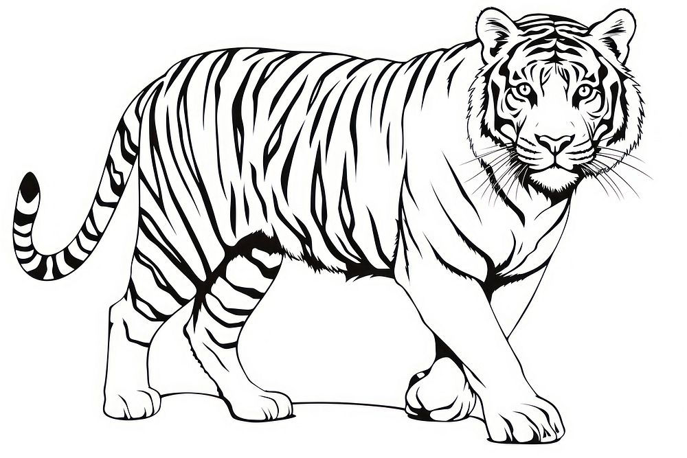 Tiger sketch drawing animal.