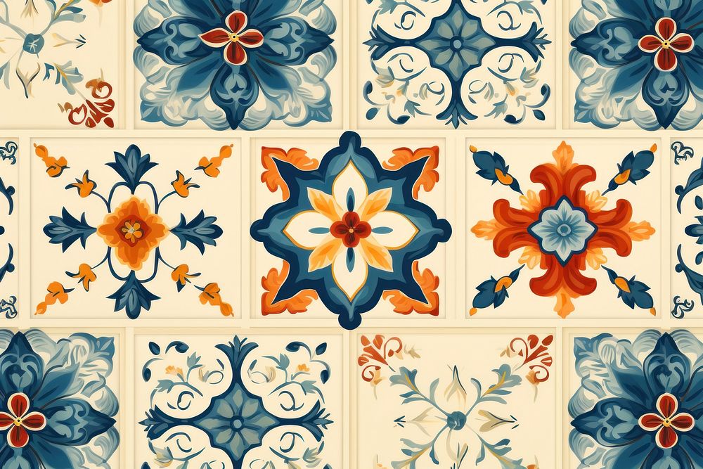 Flowers tiles pattern art architecture.