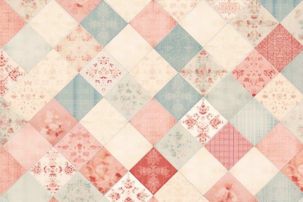 Pastel tiles patchwork pattern linens.