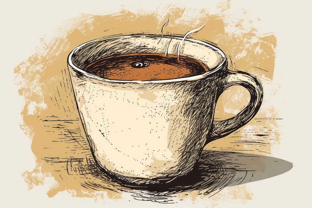 Coffee mug cup sketch drink.