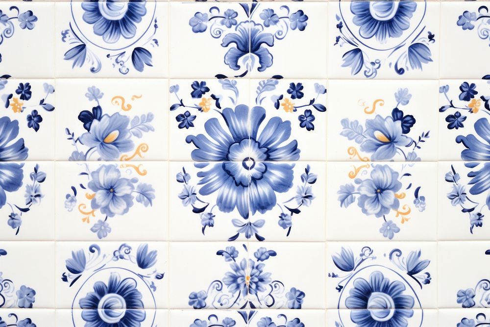 Flower tiles wall pattern backgrounds white.