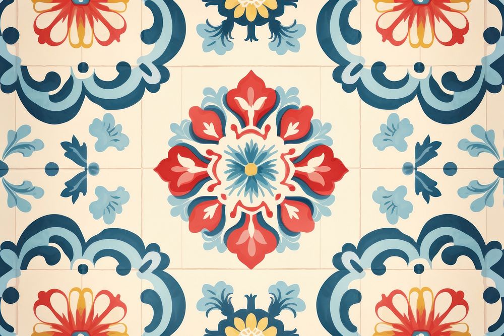 Flower tiles pattern backgrounds art.