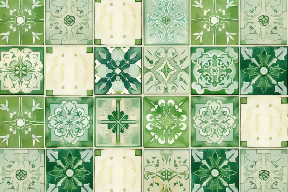 Green tiles pattern backgrounds art.