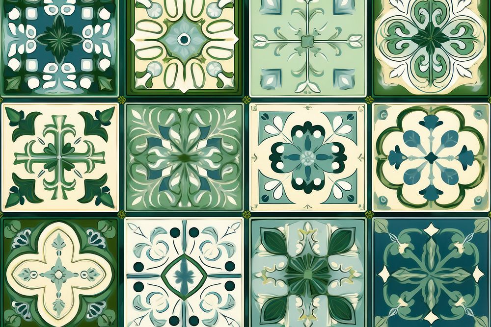Green tiles pattern backgrounds art.