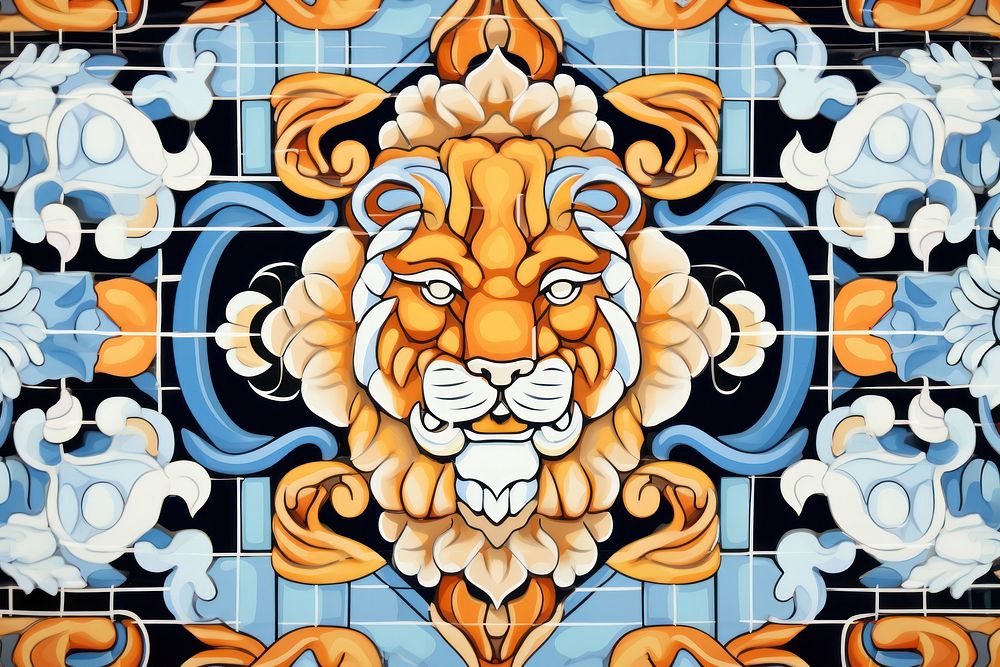 Tiger glass tiles backgrounds pattern mammal.