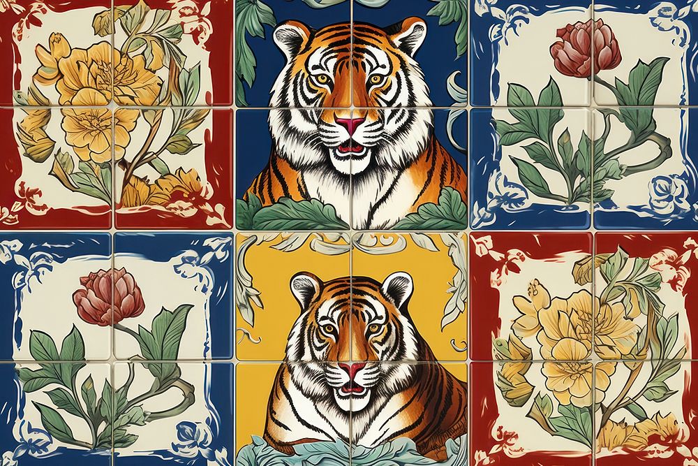 Tiger tiles backgrounds pattern representation.