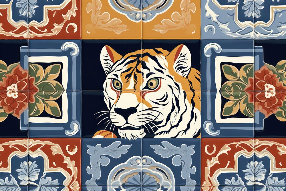 Tiger tiles pattern backgrounds art.