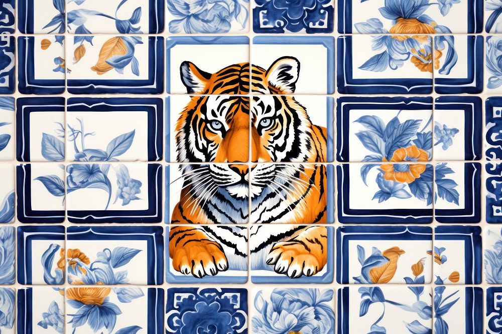 Tiger tiles backgrounds pattern art.