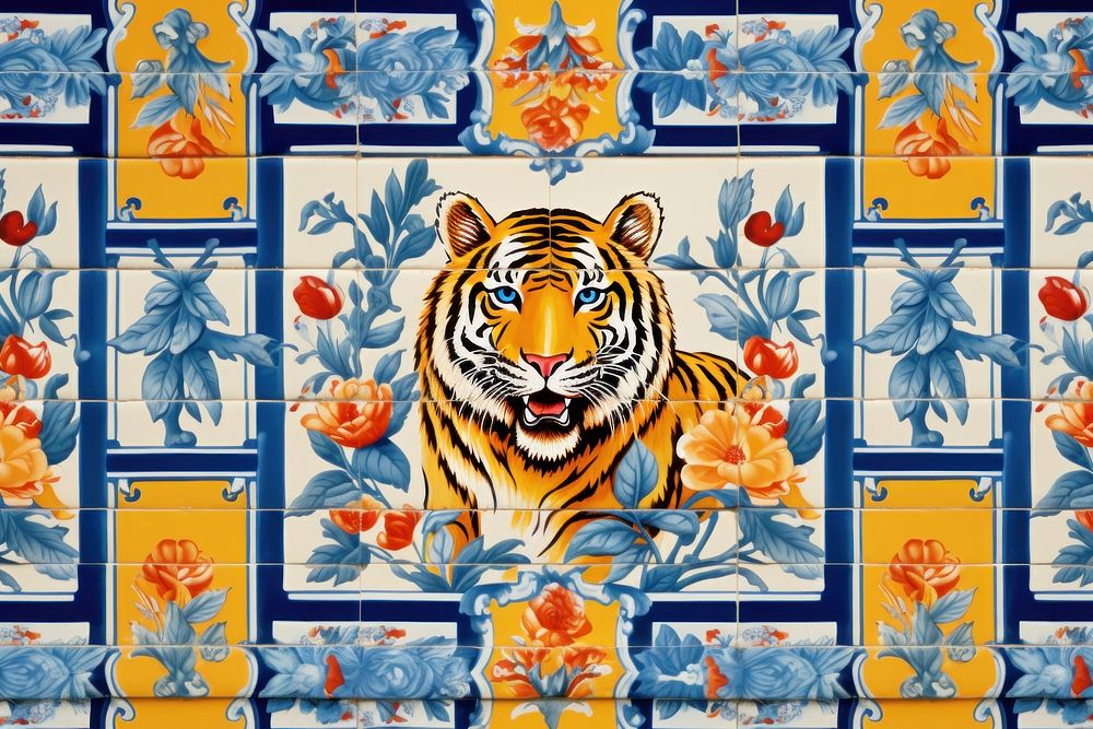 Tiger tiles backgrounds pattern animal.