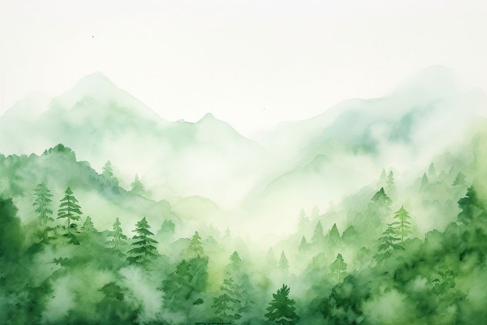 Watercolor of the rainforest landscape outdoors nature.