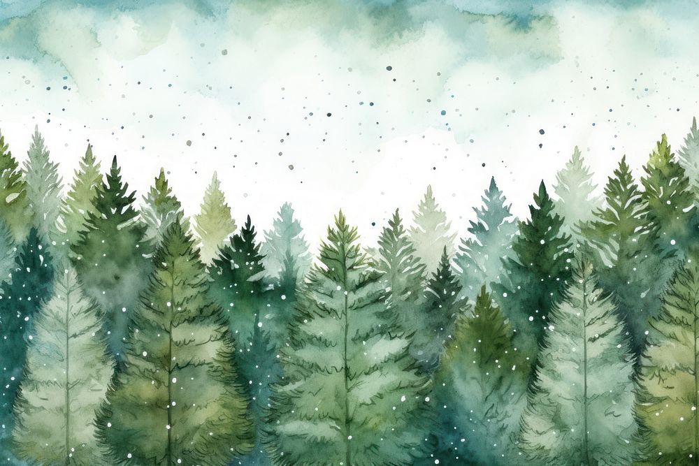 Christmas trees border background backgrounds outdoors painting.