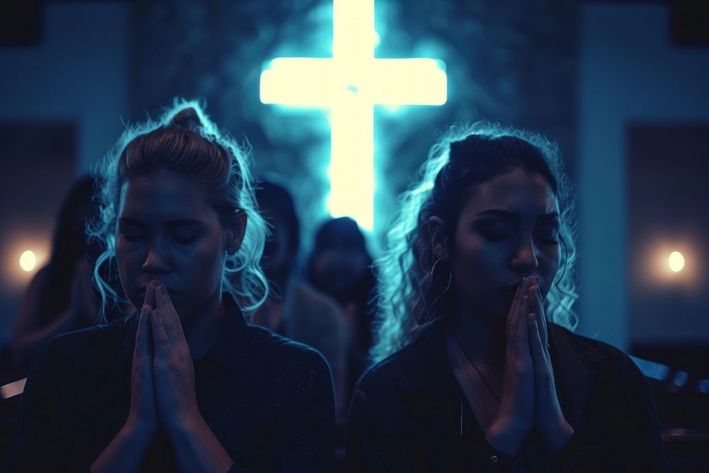 Women praying in front of a cross adult women spirituality.