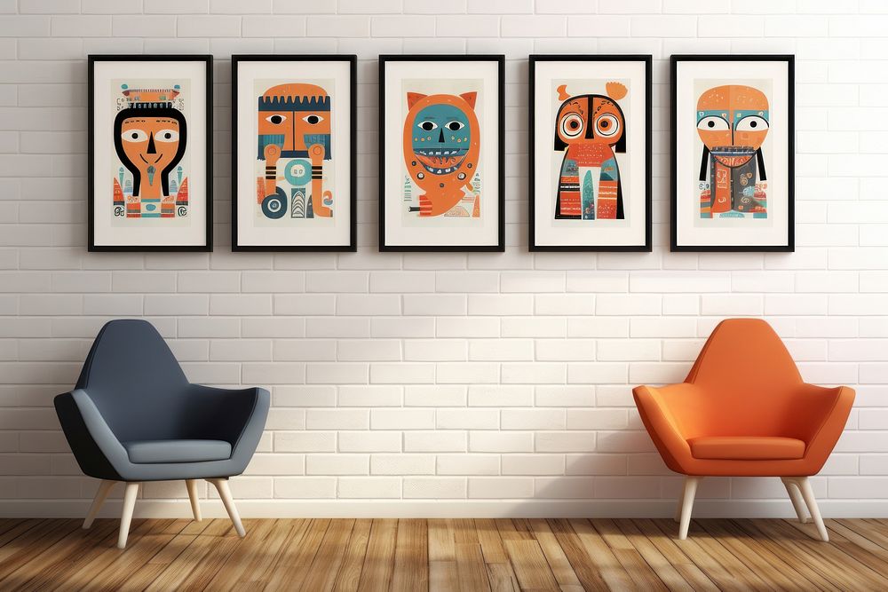 Collection art decorate on the wall furniture anthropomorphic representation.