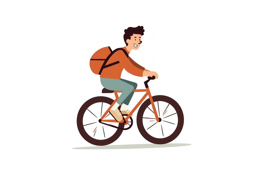Student riding bicycle vehicle cycling cartoon.