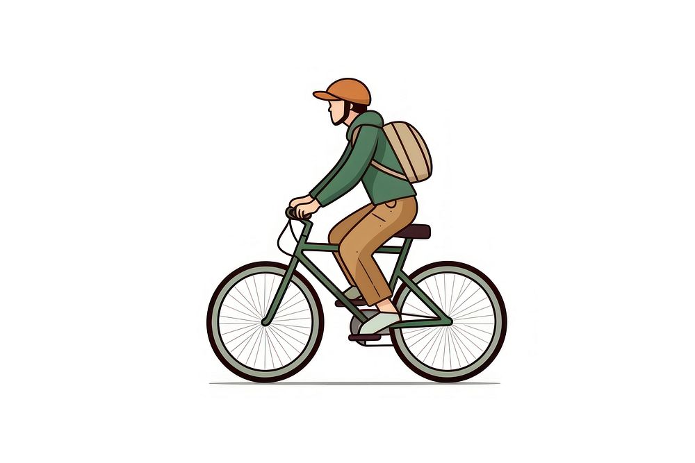 Student riding bicycle vehicle cycling cartoon.