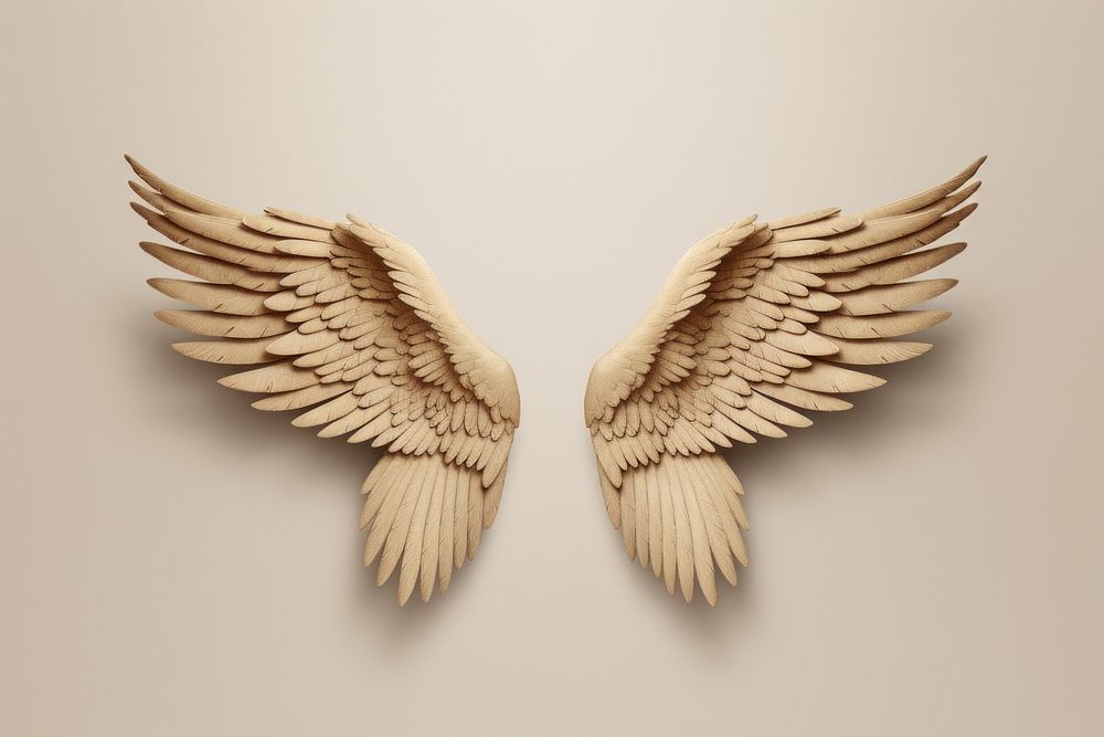 2d angel wings symbol bird wood handicraft.