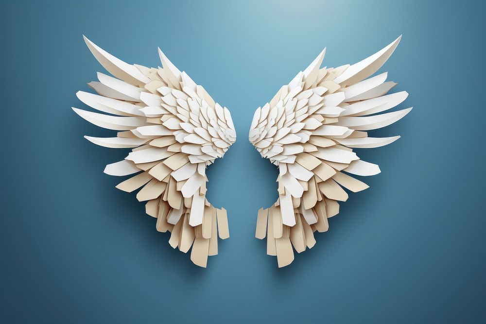 Angel wings origami paper art.