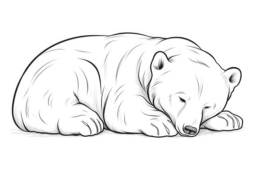 Bear sleeping sketch drawing animal.