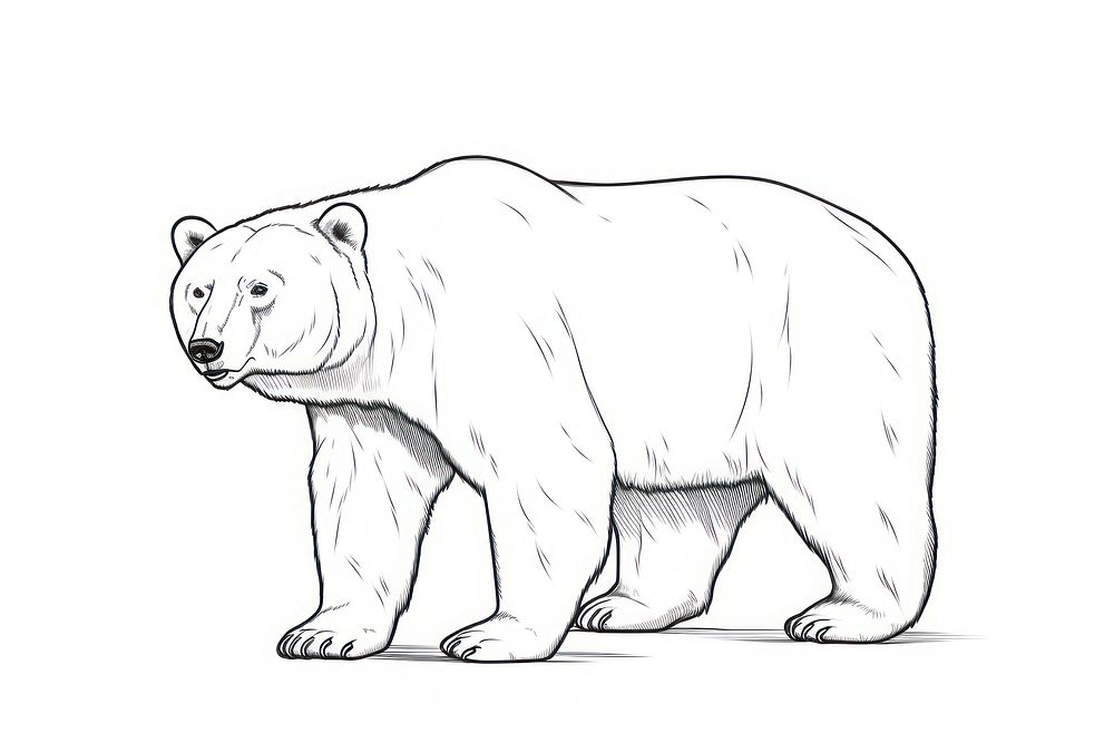Bear walking sketch wildlife drawing.