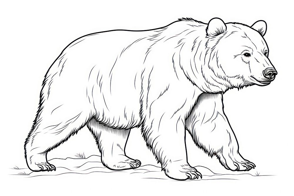 Bear walking sketch drawing mammal.