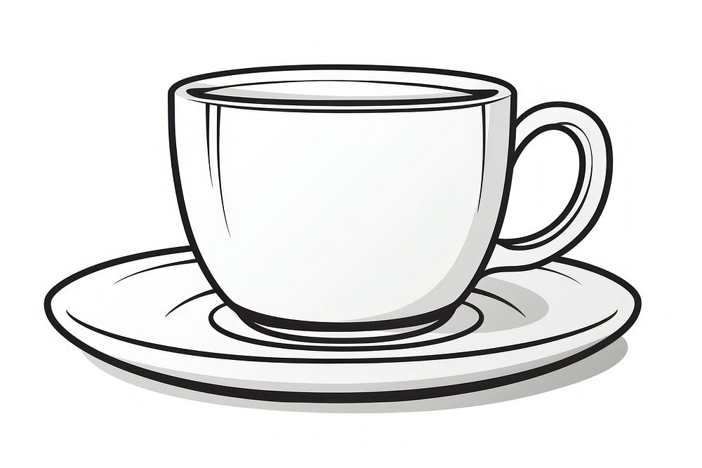 Coffee cup saucer sketch drink.