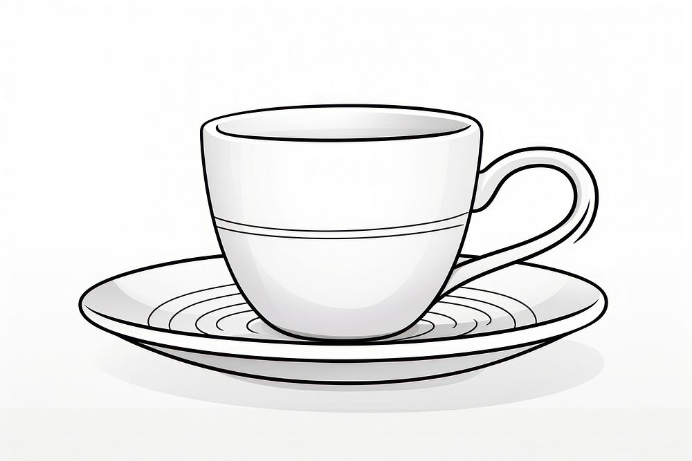 Coffee cup saucer sketch drink.