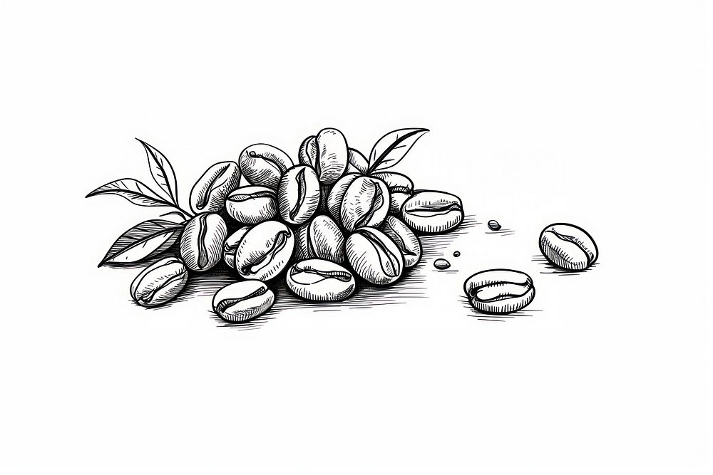 Coffee beans sketch drawing plant.