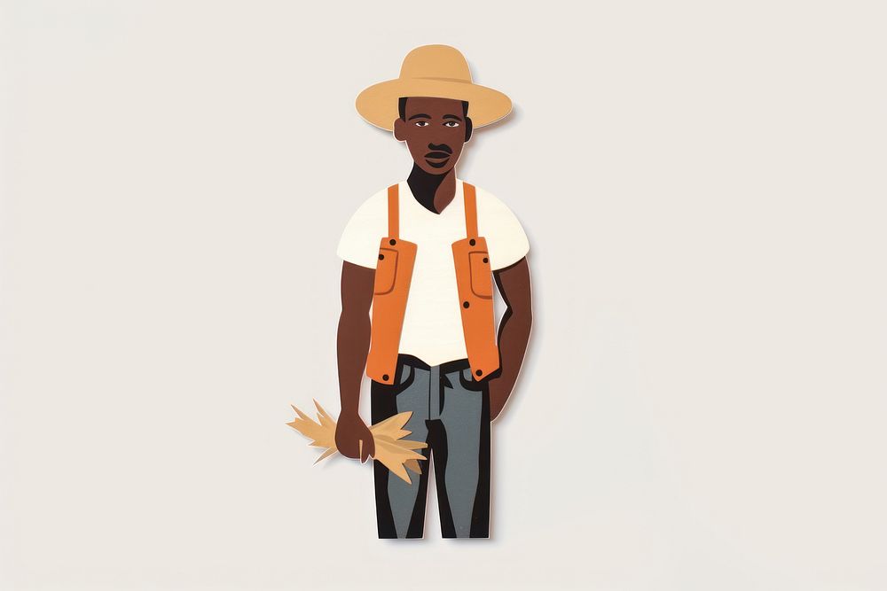 Black man farmer adult art representation.