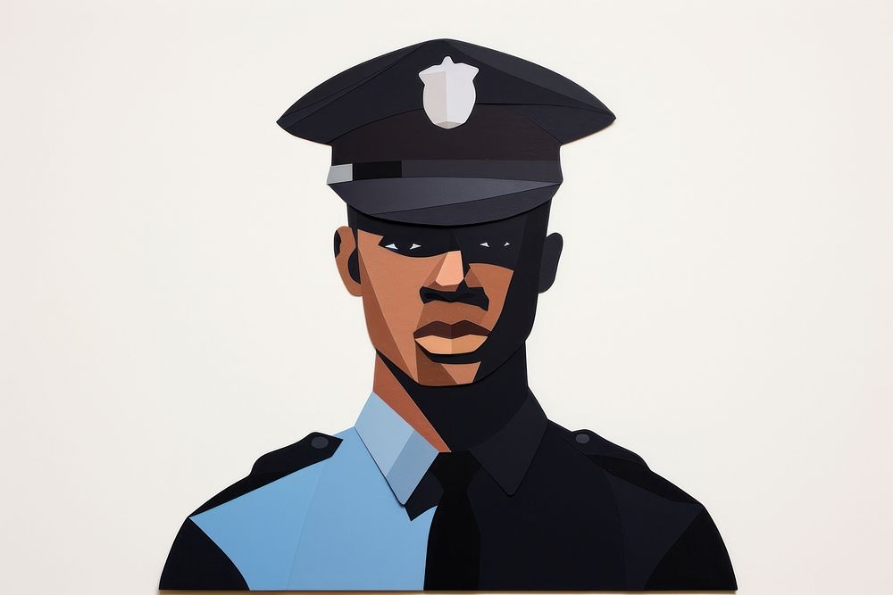 Black man police adult art creativity.