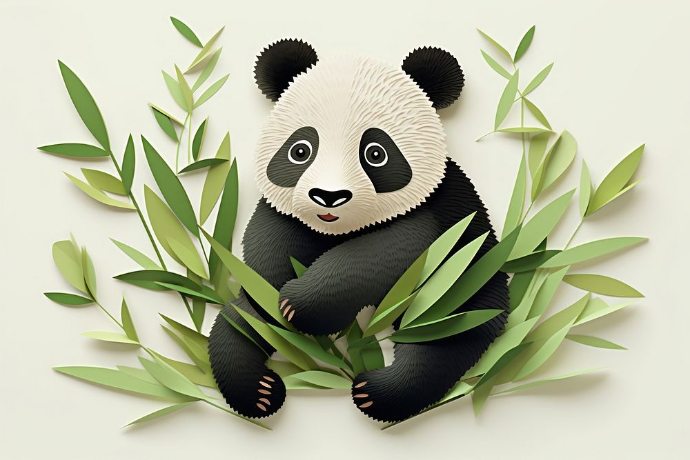 Panda eating bamboo wildlife animal mammal.