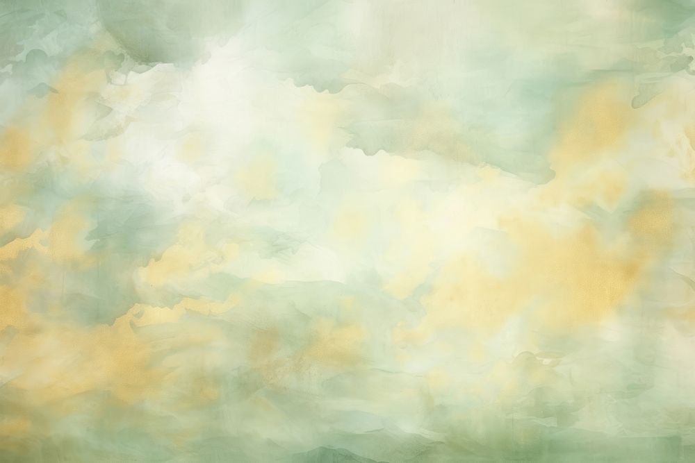 Cloud watercolor gold background pale green painting.