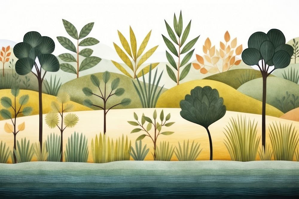Cute watercolor illustration of river jungle backgrounds outdoors painting.