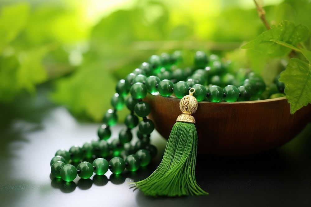 Prayer beads green gemstone jewelry.
