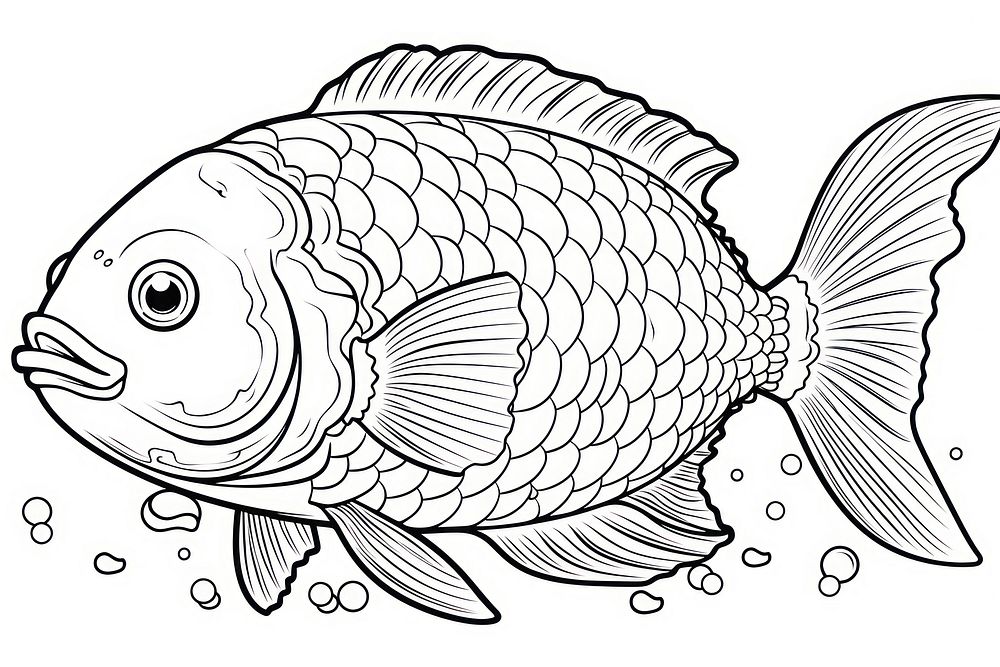 Fish burger sketch animal monochrome.