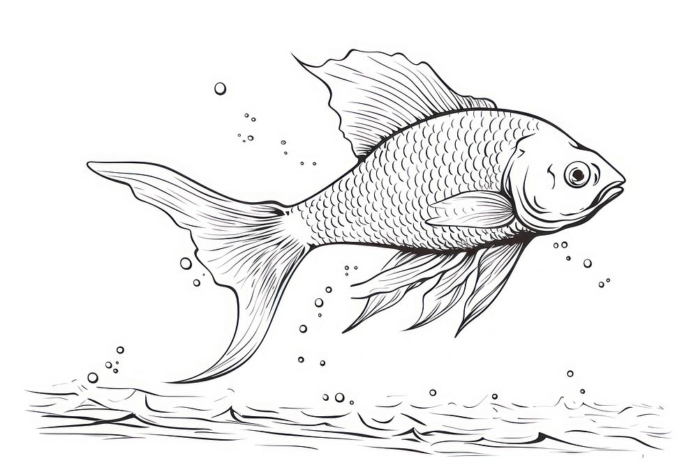 Fish jumping sketch drawing animal.