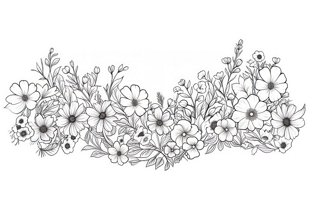 Flower border sketch pattern drawing.