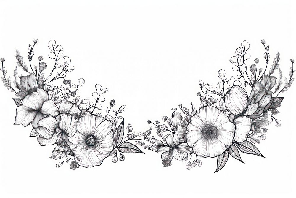 Flower border sketch pattern drawing.
