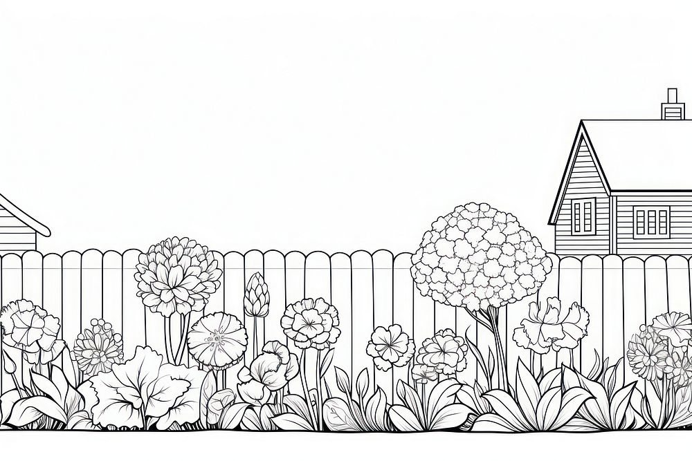 Flower backyard sketch drawing doodle.