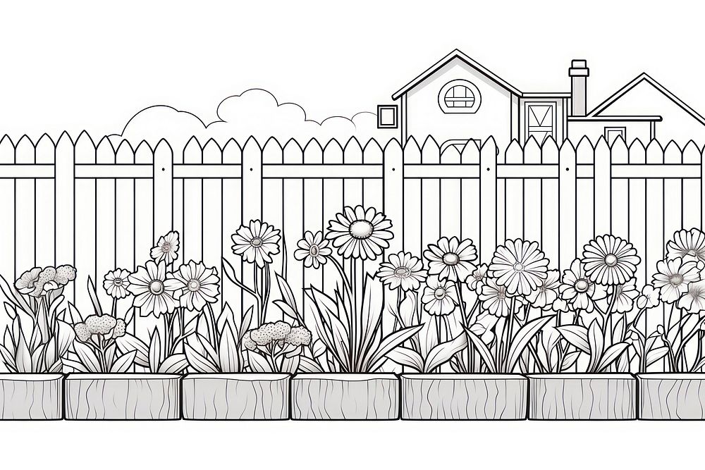Flower backyard sketch outdoors drawing.