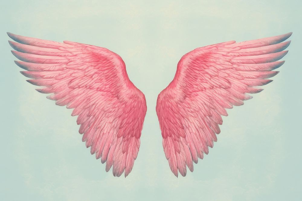 Angel wings flying bird flamingo.