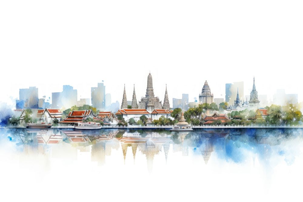 Thailand architecture waterfront cityscape.