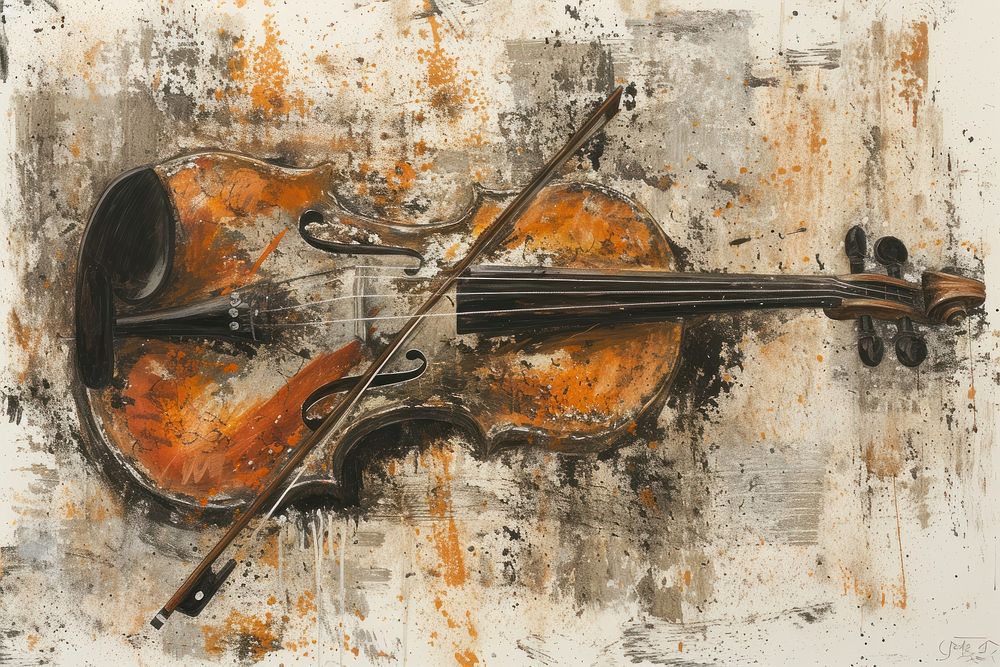 Violin drawing cello paper.