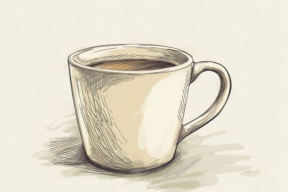 Coffee mug sketch drawing drink.